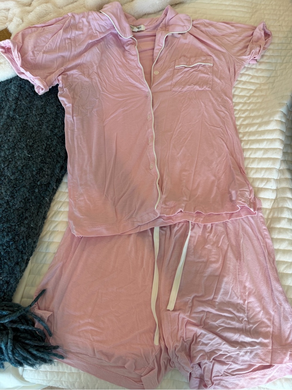 Women’s Pink Short Sleeve Pajama Set - Soft Lounge Top & Shorts